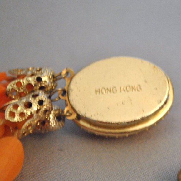 Vintage Orange Multistrand Necklace Plastic Beads 10 Strand layered Necklace - Picture 8 of 12